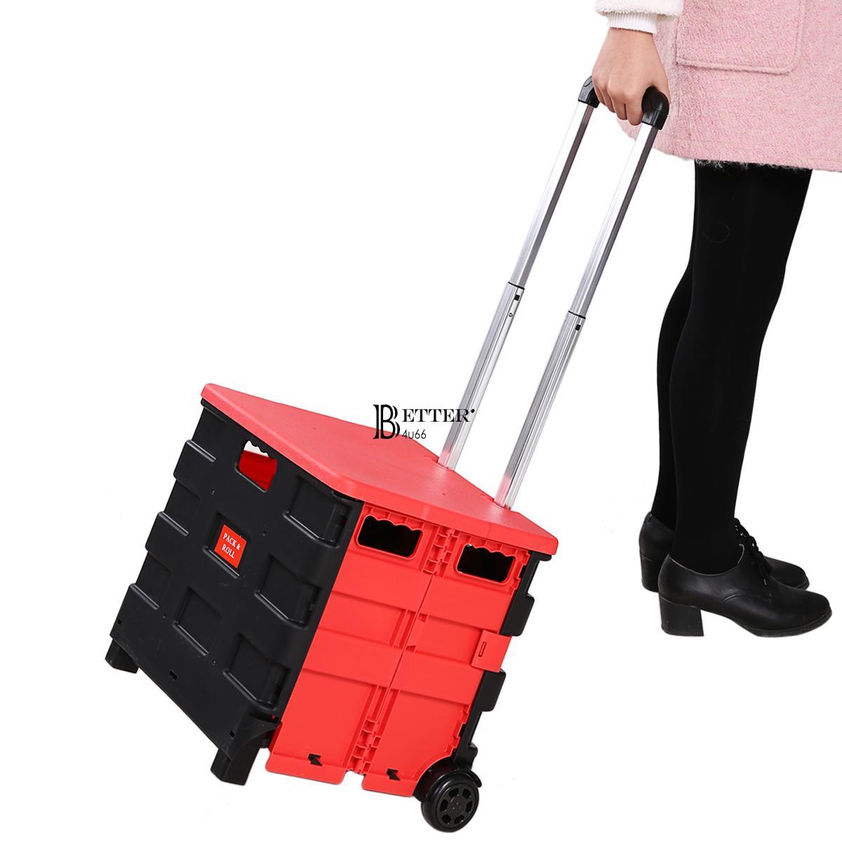 Hand Cart Shop Collapsible Foldable Crate Storage Craft W/ Lid + 2 ...